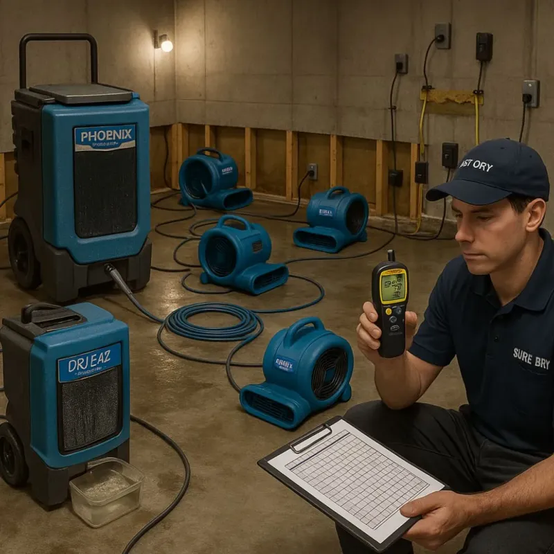 Structural Drying and Dehumidification process in Folcroft, PA
